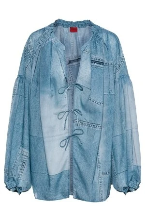 Hugo Oversized Bluse Mit Denim-Print 10681198 1 Hugo Oversized Bluse Mit Denim-Print 10681198