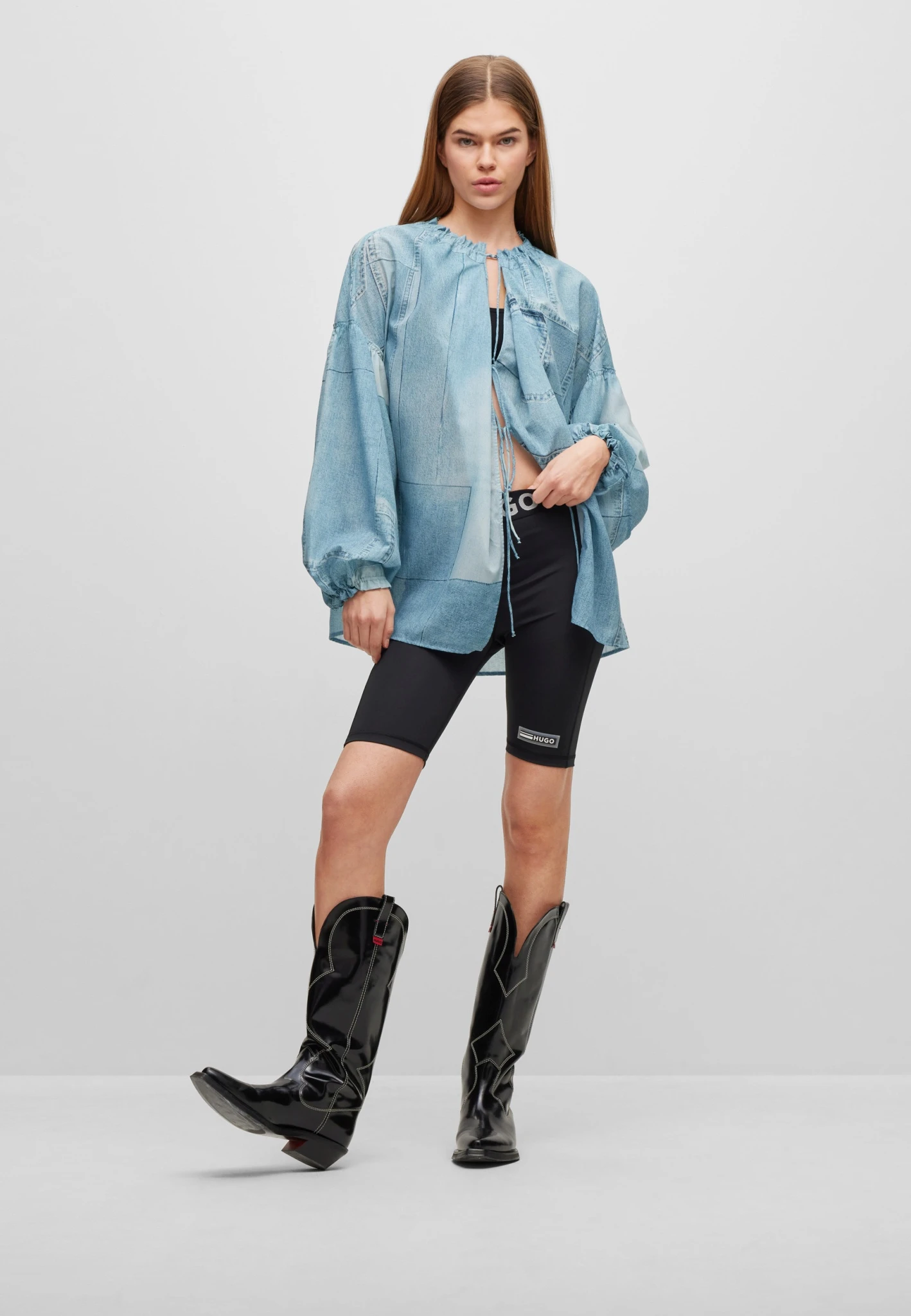 Hugo Oversized Bluse Mit Denim-Print 10681198 4 Hugo Oversized Bluse Mit Denim-Print 10681198 – Bild 4