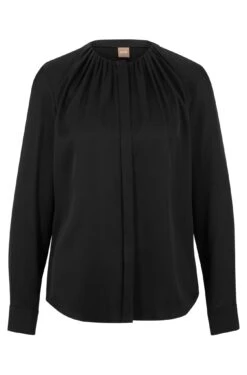 Boss Bluse Aus Elastischem Crêpe De Chine Mit Gerafftem Ausschnitt 10681026