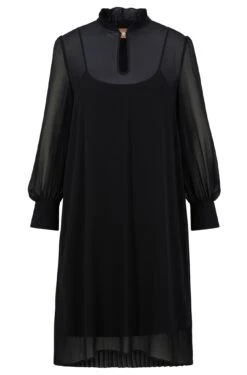 Boss Dijuna Relaxed-Fit Kleid Mit Plissee-Rückseite Und Rüschenkragen 10676366