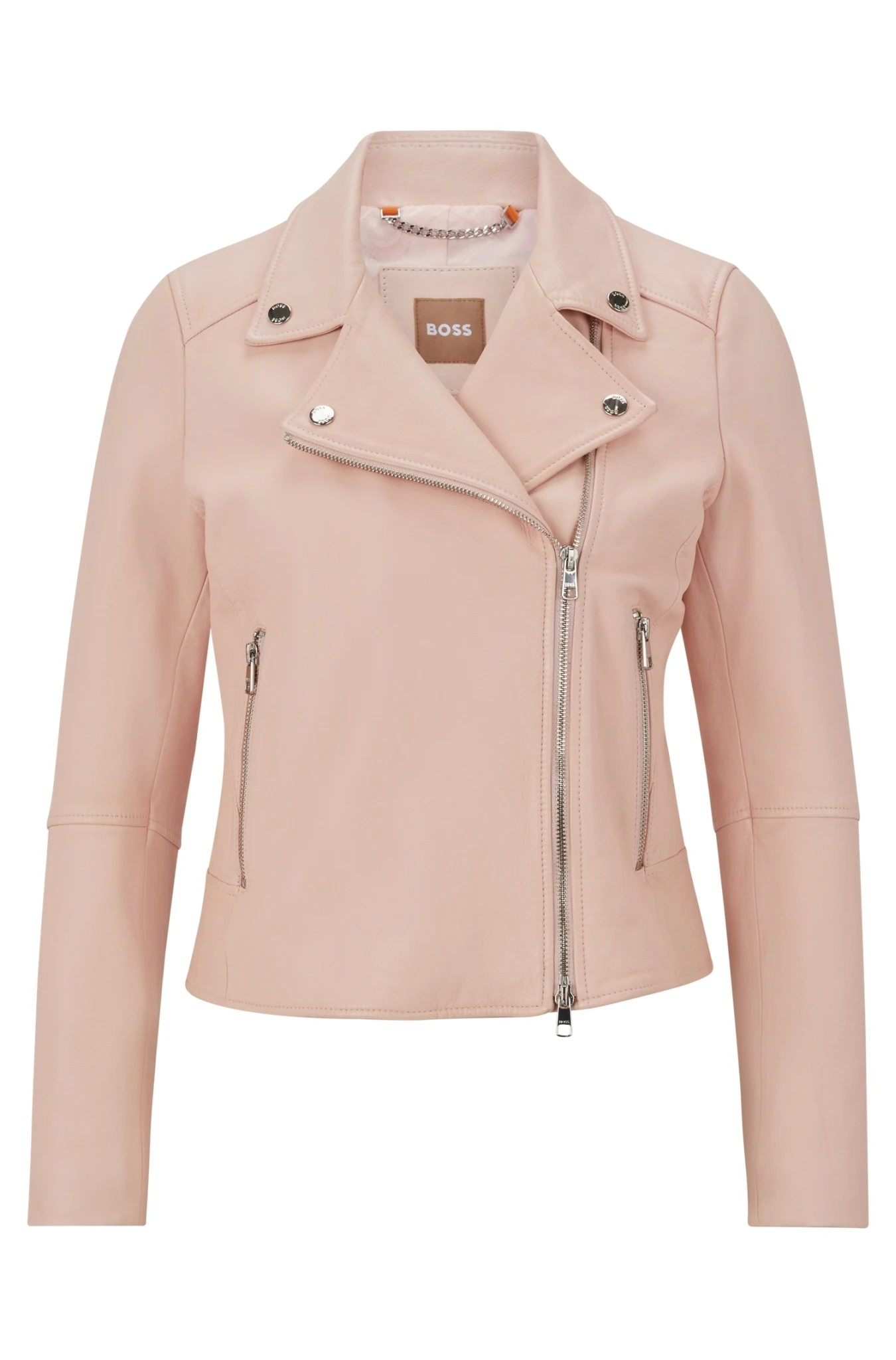 Boss Slim-Fit Lederjacke Mit Asymmetrischem Reißverschluss Auf Der Vorderseite 10680928 1 Boss Slim-Fit Lederjacke Mit Asymmetrischem Reißverschluss Auf Der Vorderseite 10680928