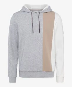 Brax SAMUEL CB, Sweat-Hoodi, Color Blocking, Grau/beige/weiss 10688812
