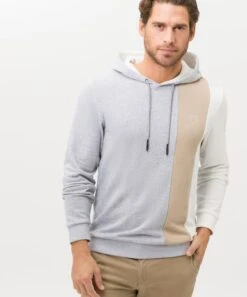 Brax SAMUEL CB, Sweat-Hoodi, Color Blocking, Grau/beige/weiss 10688812 -Woehrl Populaire Boutique BRAX 123 04 224818 70610400 4