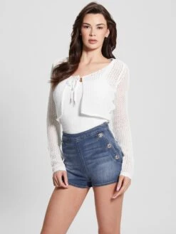 Guess LS CROPPED CARDI CROCHET SWTR 10708337 -Woehrl Populaire Boutique ECOMM W3GR25Z36Q1 G012 ALT2