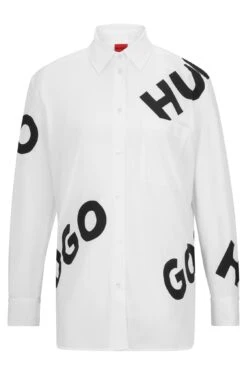Hugo Oversized Bluse Mit Kontrast Logos 10706118