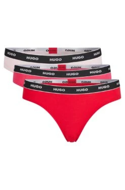 Hugo DREIER-PACK TANGAS AUS STRETCH-BAUMWOLLE MIT LOGOS AM BUND TRIPLET THONG STRIPE 10682143