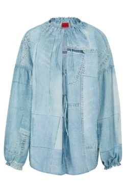 Hugo Oversized Bluse Mit Denim-Print 10681198 20 Hugo Oversized Bluse Mit Denim-Print 10681198 -Woehrl Populaire Boutique HUGO Womensw SpringSummer 23 985 50488558