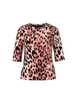 Marc Cain Baumwollripp-Shirt Mit Leo-Print 10725369