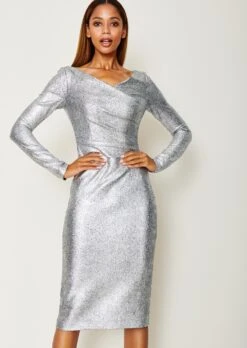 Talbot Runhof Kleid Aus Vintage Metallic Stretch, Farbe Silber 10649015